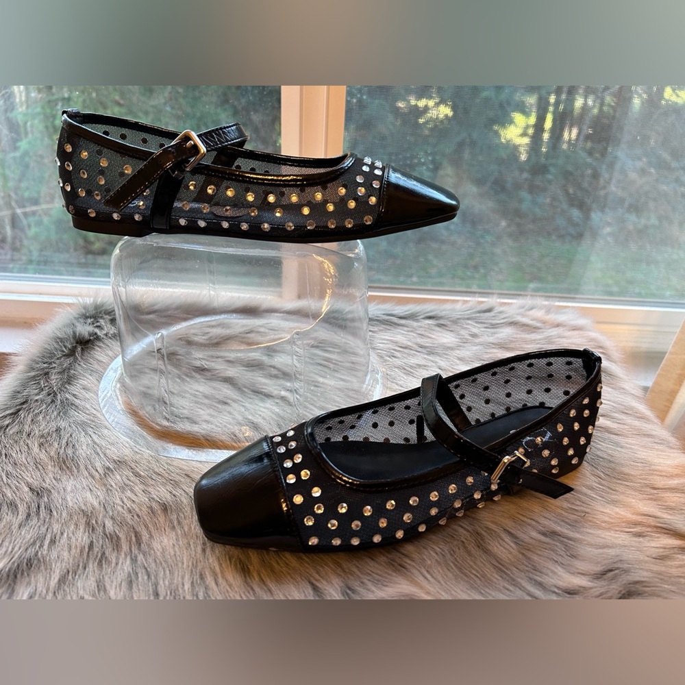 New York and company Stradivarius studded ballet shoes in black size 8 - Picture 3 of 10